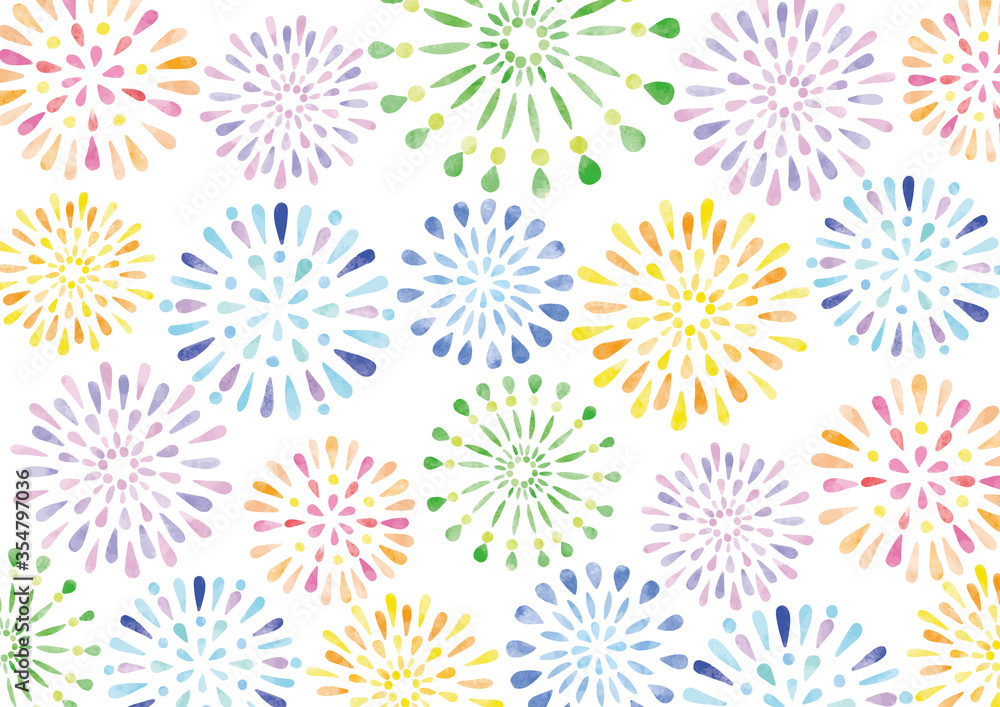 花火イラスト 模様 白 水彩 Stock ベクター Adobe Stock