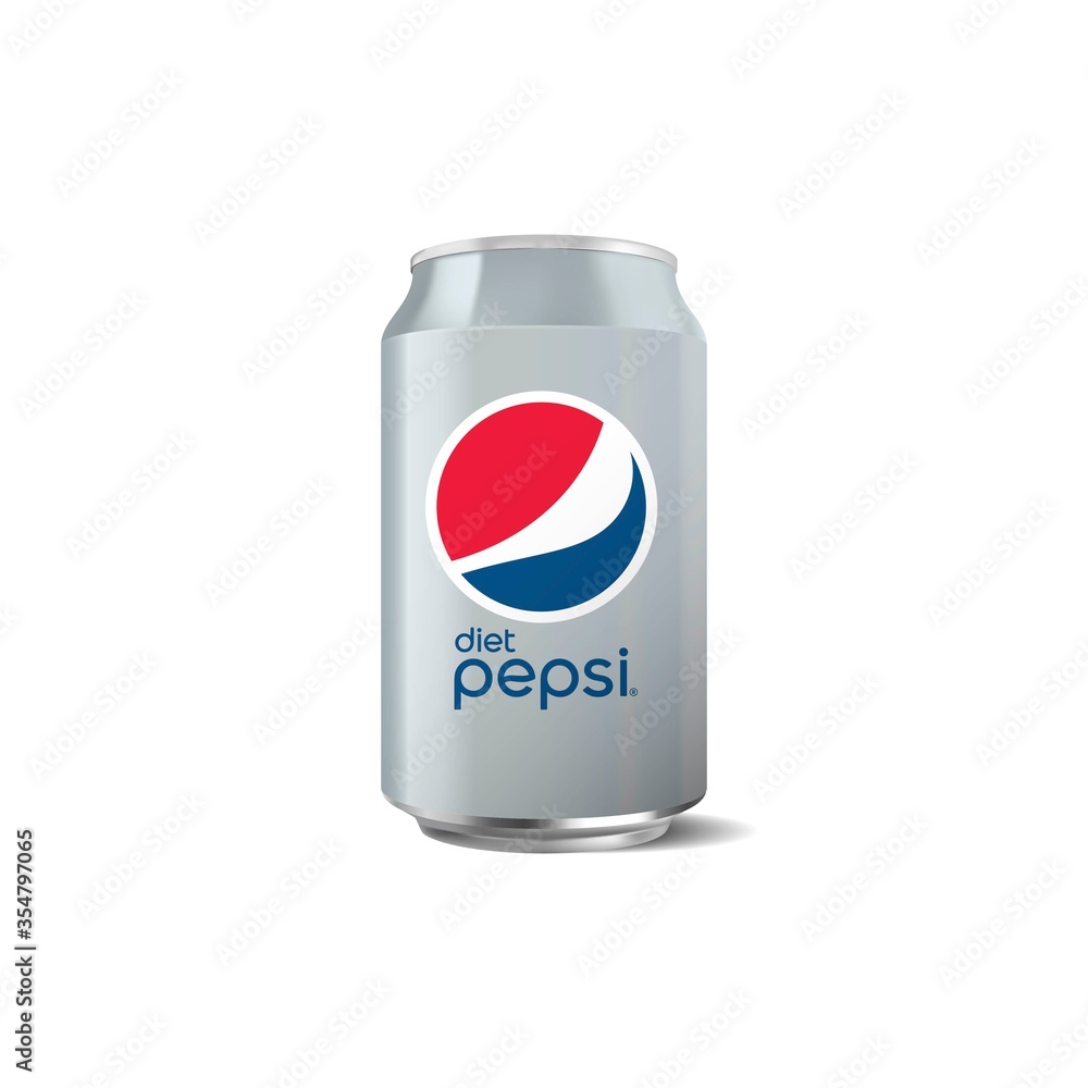 Vector illustration of Diet Pepsi can isolated on white background for ...