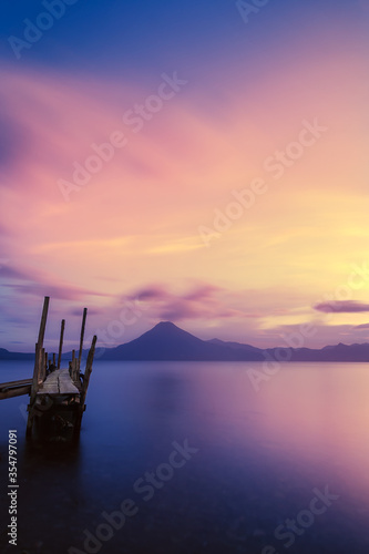 Magical sunset on lake Atitlan, long exposure