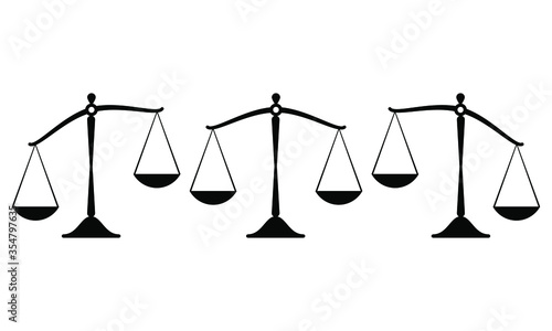 Justice scales basic vector icon. Law balance flat symbol. Libra icon set illustration.