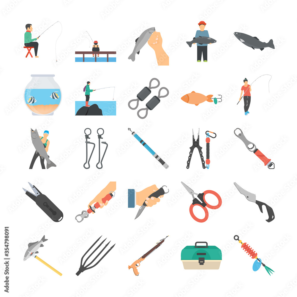 Fishery Flat Vector Icons Fishery Flat Vector Icons