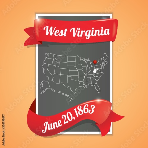 West virginia state map poster