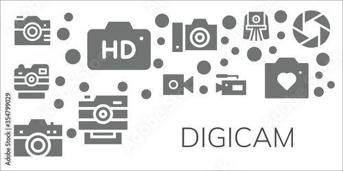Modern Simple Set of digicam Vector filled Icons