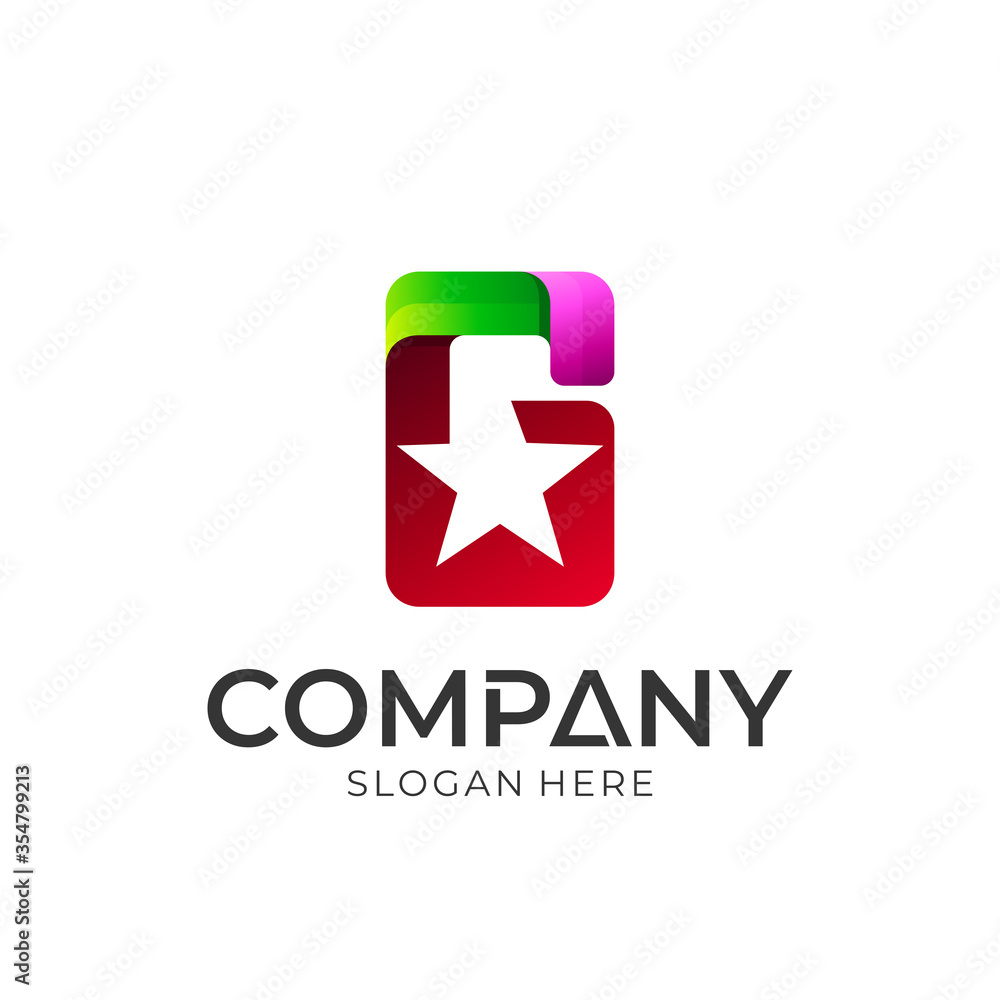 Letter G combined with star logo concept. Letter G combined with star logo concept.