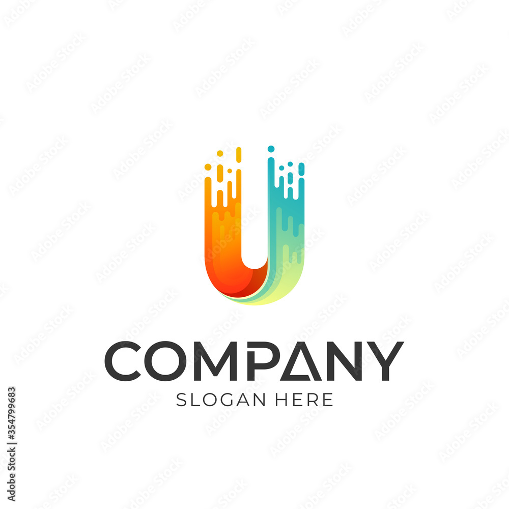 Initial letter U logo with fast motion effect, simple u vector logo design. Initial letter U logo with fast motion effect, simple u vector logo design.