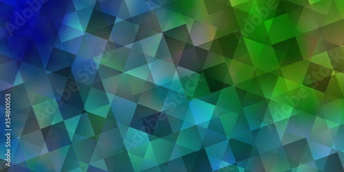 Light Blue, Green vector pattern with polygonal style with cubes.
