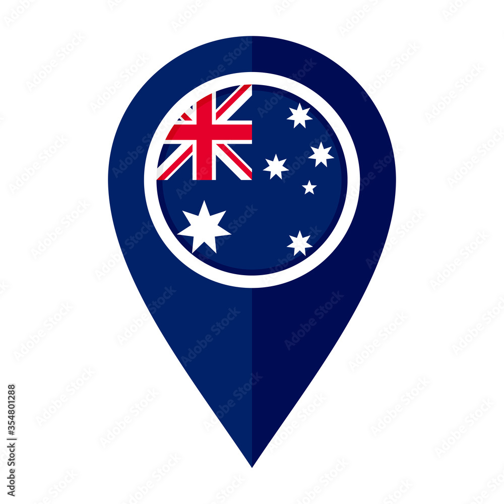 flat map marker icon with australia flag. vector illustration isolated on white background flat map marker icon with australia flag. vector illustration isolated on white background