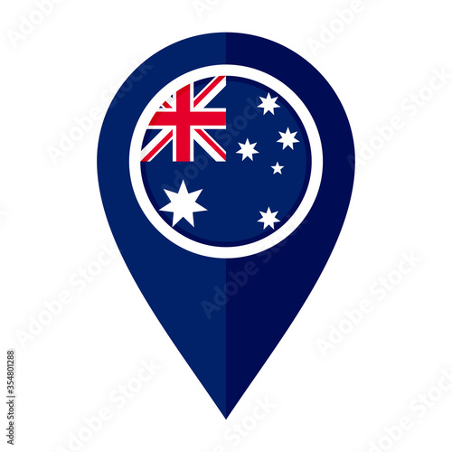 flat map marker icon with australia flag. vector illustration isolated on white background