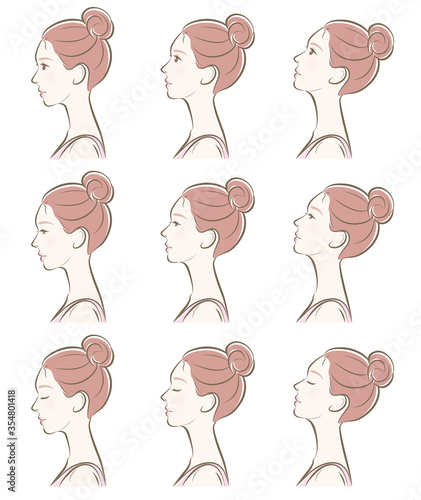 女性の横顔の表情イラスト