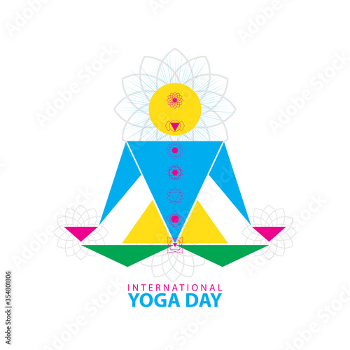 21 june-international yoga day,abstract geometrical yoga body posture  - Vector