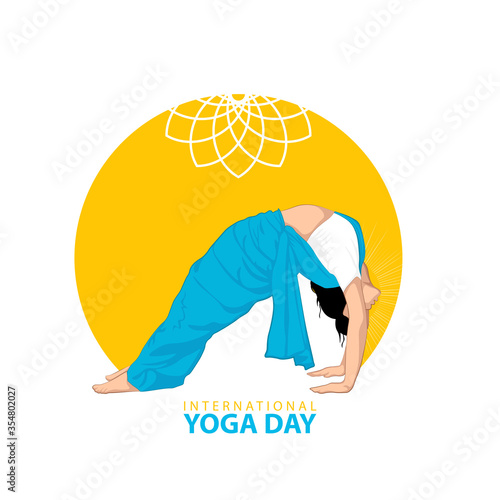 21 june-international yoga day,Indian lady body posture in sadi, vector illustration - Vector