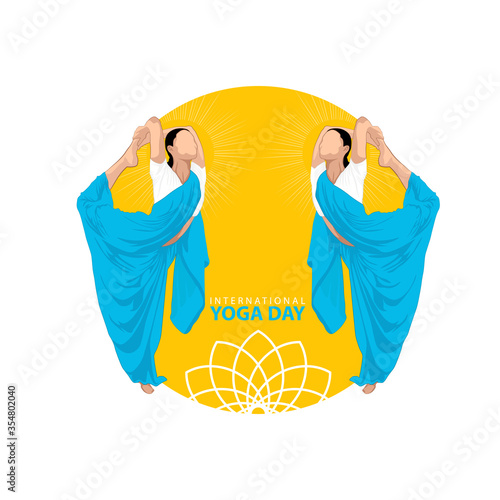21 june-international yoga day,Indian lady body posture in sadi, vector illustration - Vector