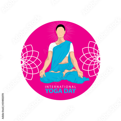 21 june-international yoga day,Indian lady body posture in sadi, vector illustration - Vector