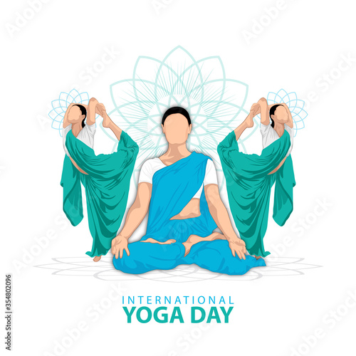 21 june-international yoga day,Indian lady body posture in sadi, vector illustration - Vector