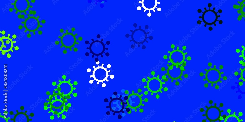 Light blue, green vector texture with disease symbols.
