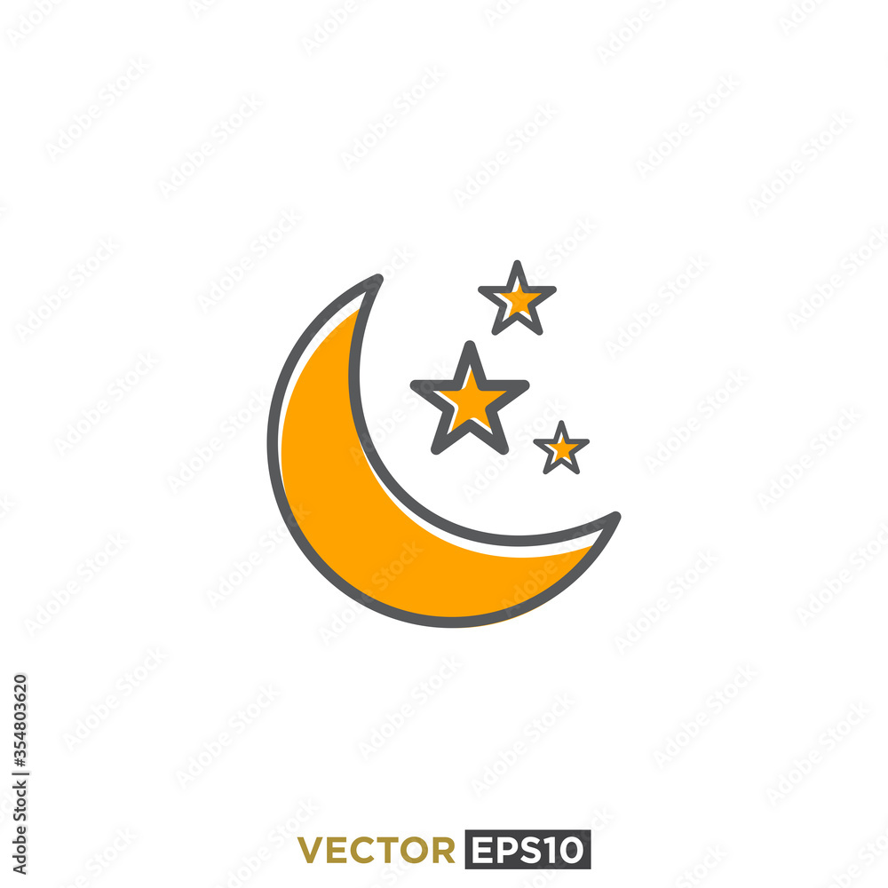 Moon Stars Icon Vector Template Moon Stars Icon Vector Template