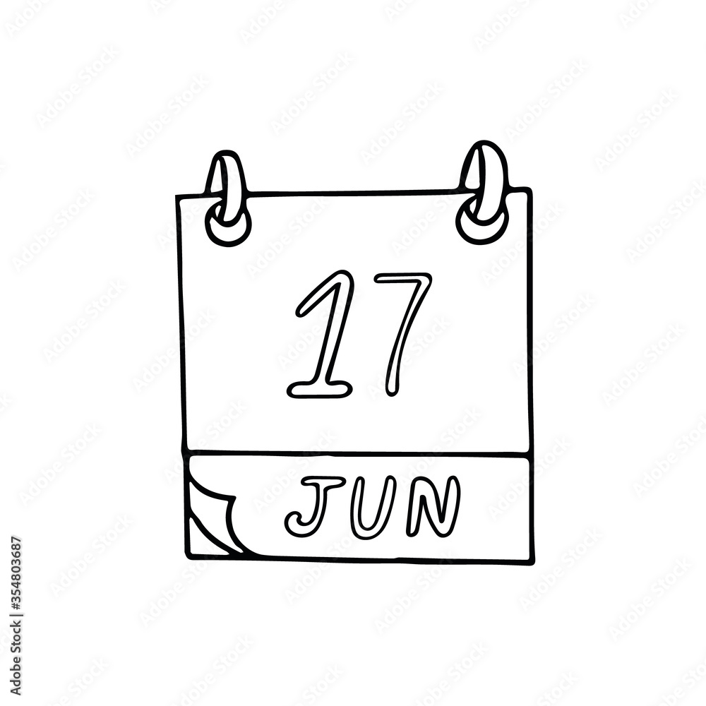 calendar hand drawn in doodle style. June 17. World Day to Combat Desertification and Drought, date. icon, sticker, element calendar hand drawn in doodle style. June 17. World Day to Combat Desertification and Drought, date. icon, sticker, element
