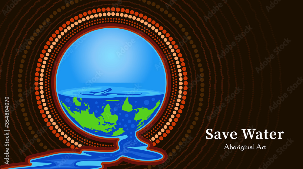 Aboriginal art dot painting on water conservation Stock Vector | Adobe ...