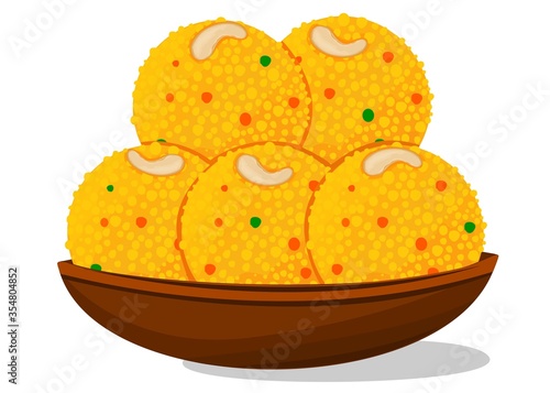 Boondi ladoo or bundi Ladoo Indian Sweets or Mithai Food Vector