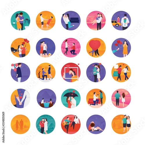 Love Stories Flat Icons 