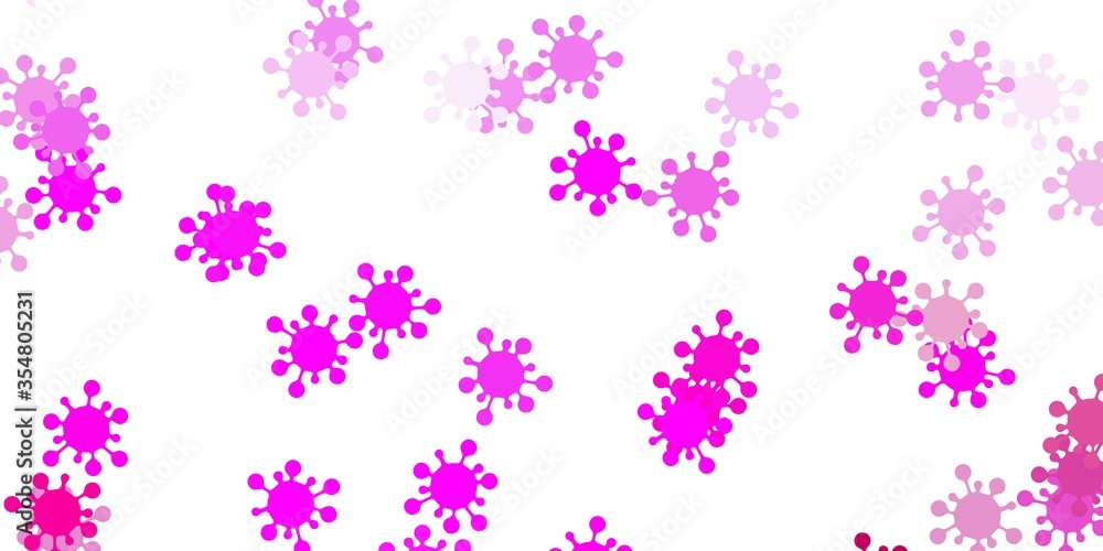 Light pink vector background with covid-19 symbols.