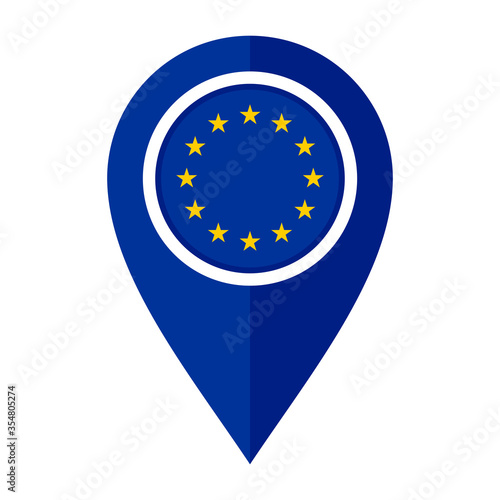 flat map marker icon with european union flag. vector illustration isolated on white background