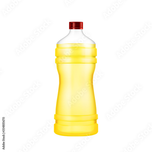Sunflower Oil Natural Product Blank Bottle Vector. Delicious Fat Oil Ingredient For Salad Or Fry Nutrition. Organic Natural Liquid Plastic Container Layout Realistic 3d Illustration