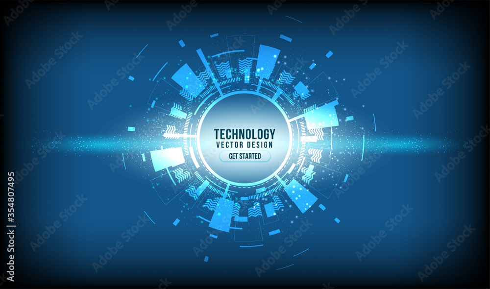 Abstract technology background Hi-tech communication concept, technology, digital business, innovation, science fiction scene vector illustration with copy-space.