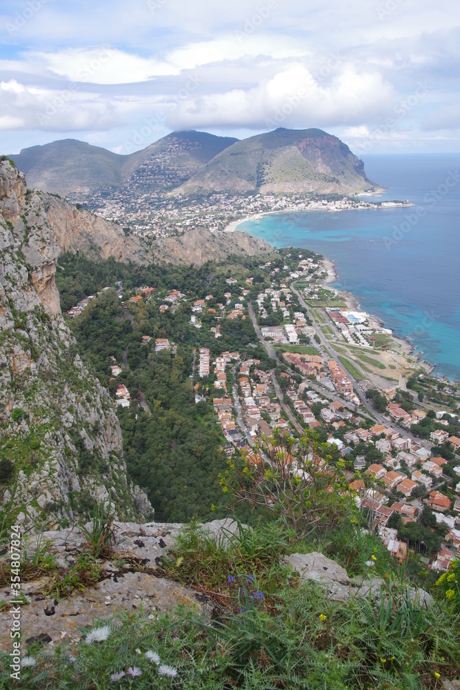 Mondello seen from Addaura viewpoint on monte Pellegrino, Palermo, Sicily