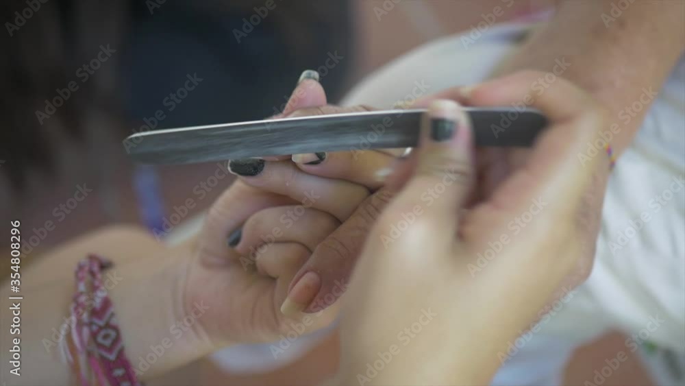 Close up, making manicure old hands, 4k Close up, making manicure old hands, 4k