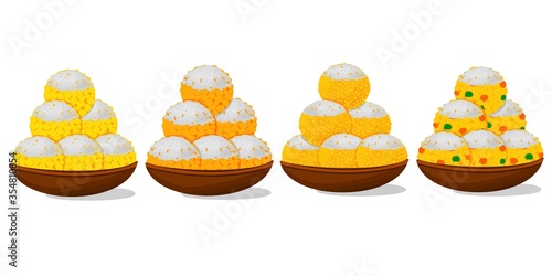 Boondi Laddu Indian Sweets or Mithai Food Vector