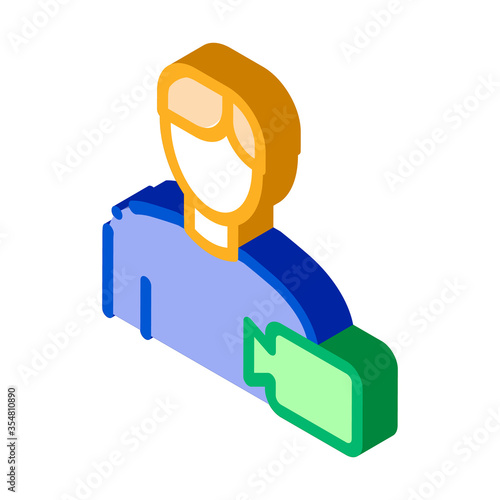 Video Operator Human Talent Icon Vector isometric sign. color isolated symbol illustration