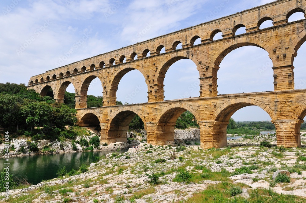 The Pont du Gard, ancient Roman aqueduct bridge, south of France
