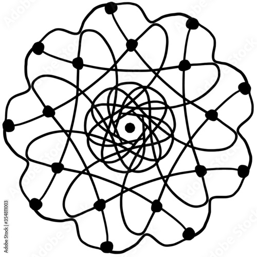 Simple flower mandala for coloring book. Monochrome contour pattern with ethnic decorative elements. Hand drawn illustration isolated on white background.