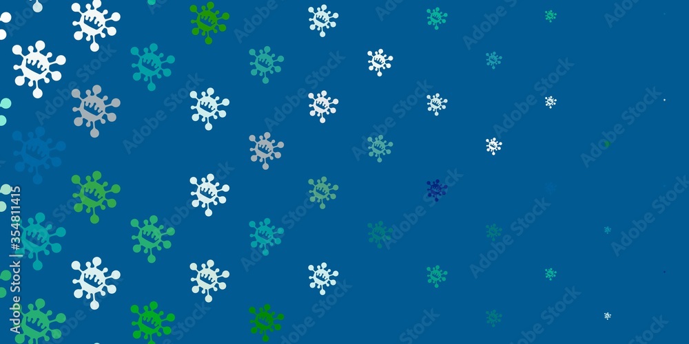 Light blue, green vector template with flu signs.