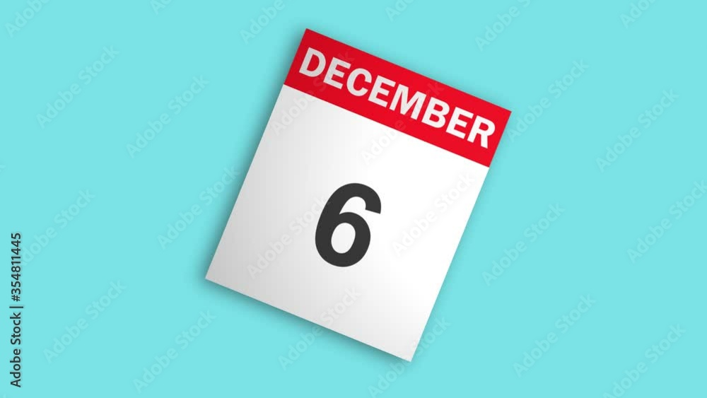 Calendar for December month with flips through day Calendar for December month with flips through day