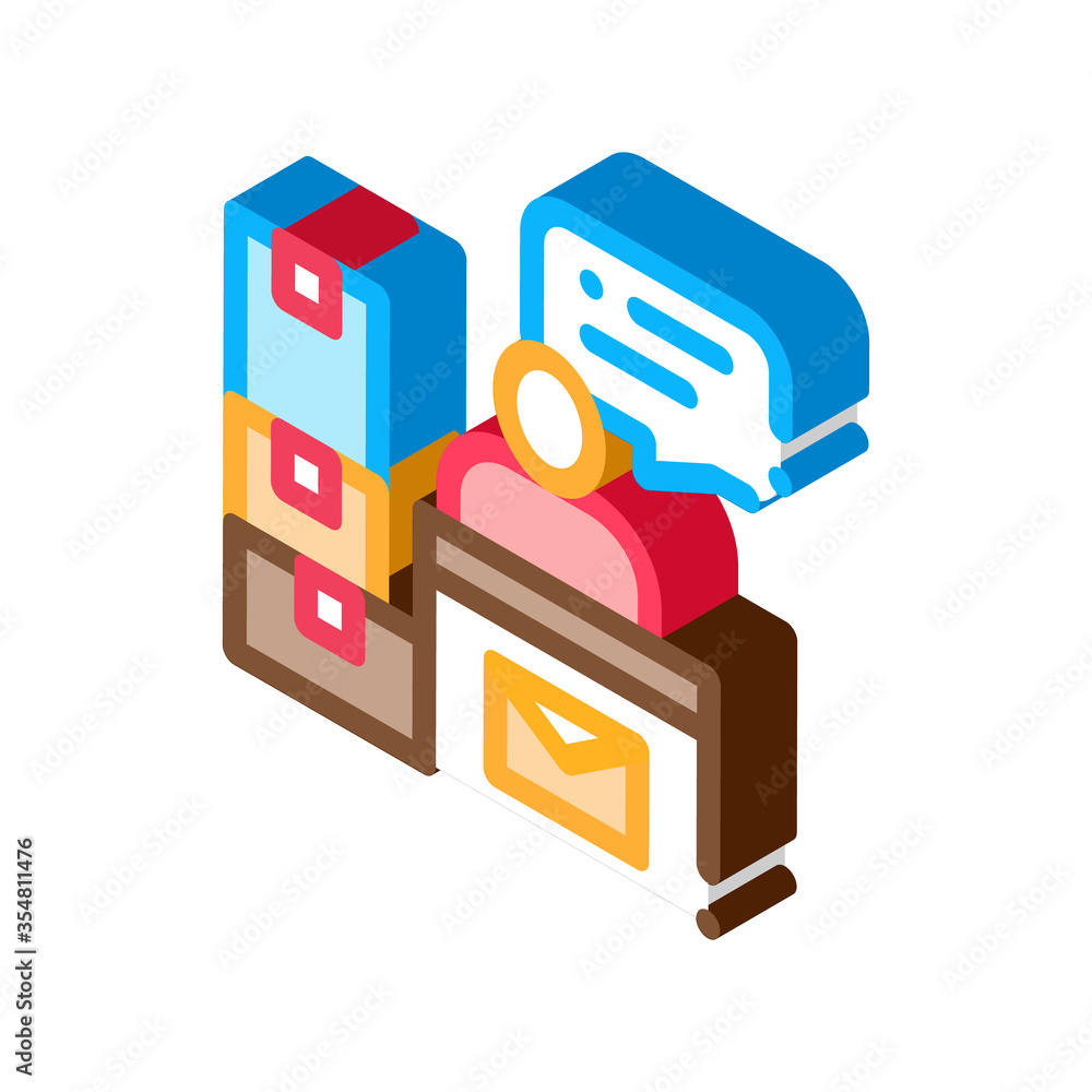 Post Office Workplace Postal Transportation Company Icon Vector isometric sign. color isolated symbol illustration Post Office Workplace Postal Transportation Company Icon Vector isometric sign. color isolated symbol illustration