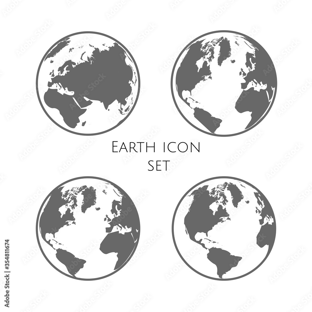 Earth Globe Emblem. Planet Earth Icon Set. Vector illustration. EPS 10.