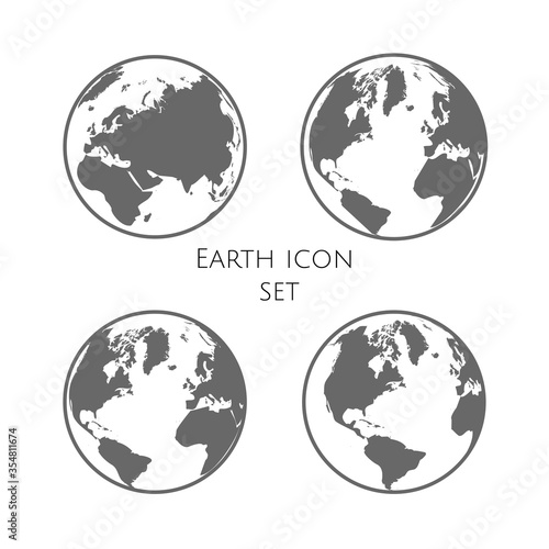 Earth Globe Emblem. Planet Earth Icon Set. Vector illustration. EPS 10.
