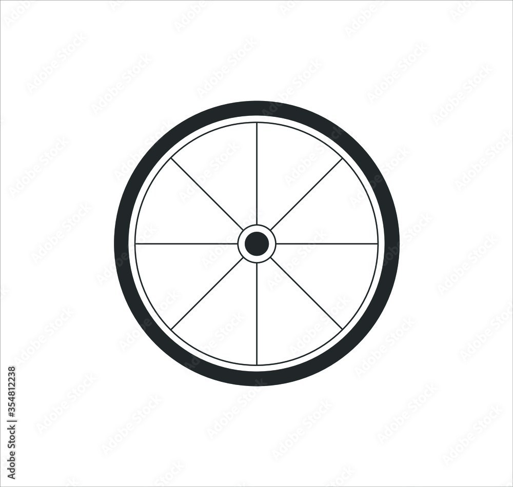 Bicycle wheel icon vector sign isolated on white background