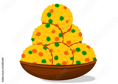 Boondi Laddu Indian Sweets or Mithai Food Vector