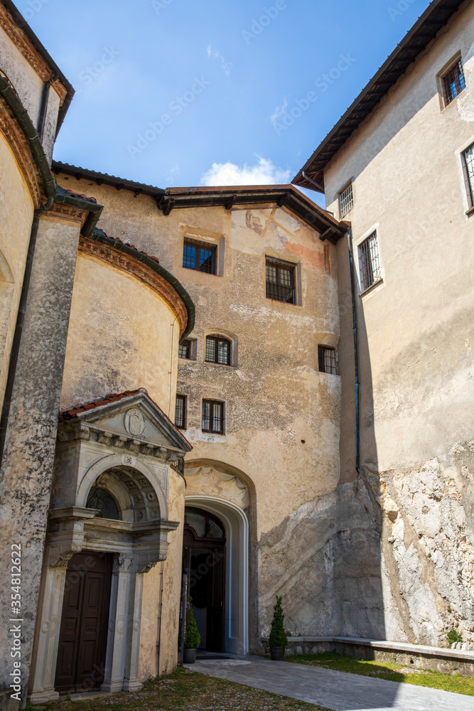 Sacro Monte (VA), Italy - June 01, 2020: The church at pilgrimage village of Santa Maria del Monte on Sacro Monte di Varese, UNESCO, Santa Maria del Monte, Varese, Lombardy, Italy