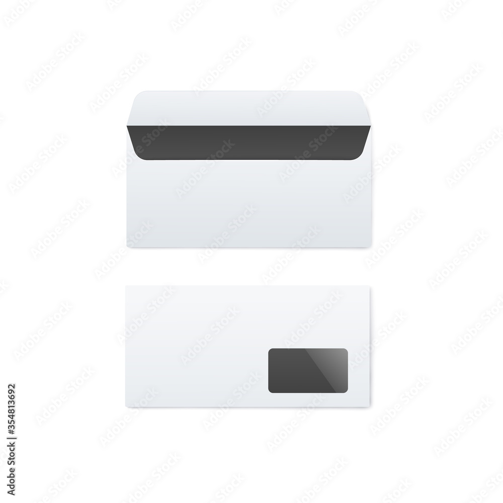 Empty and clean envelope template for letters with a window. Empty and clean envelope template for letters with a window.