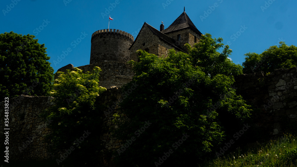 
View of the historic castle and walls in Będzin. Ready for entry.