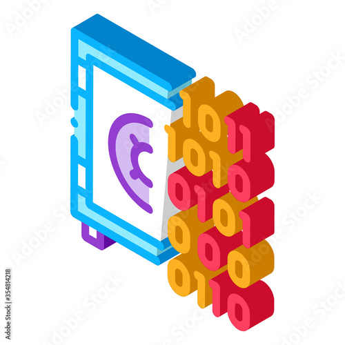 Computer Hacking with Binary Code Icon Vector. Isometric Computer Hacking with Binary Code sign. color isolated symbol illustration