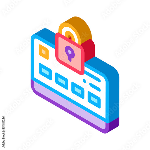 Credit Card Protection Icon Vector. Isometric Credit Card Protection sign. color isolated symbol illustration