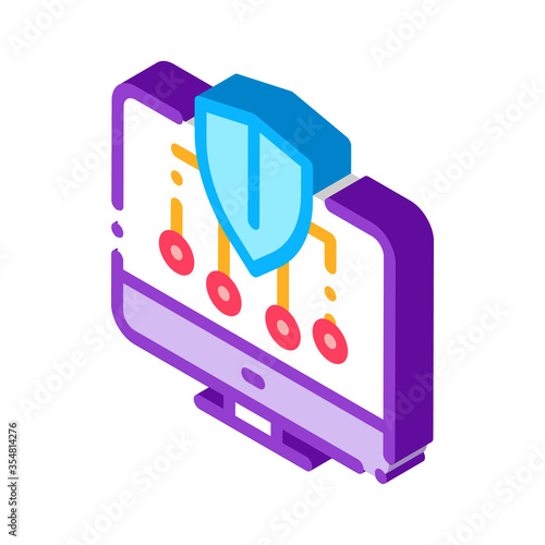Personal Computer Protection Icon Vector. Isometric Personal Computer Protection sign. color isolated symbol illustration
