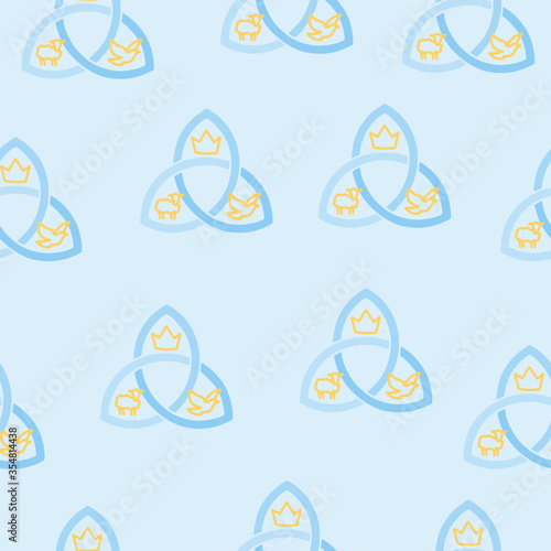 Seamless pattern of Trinity Sunday. Trinity Sunday is the first Sunday after Pentecost in the Western Christian liturgical calendar, and the Pentecost or Troitsa in Eastern Christianity.