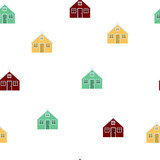Vector illustration on the theme of Icelandic National Day on June 17. Seamless pattern of traditional colored houses.