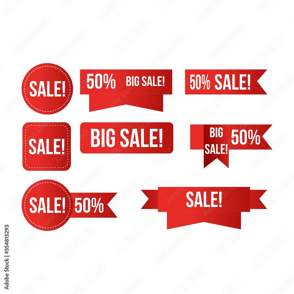 Big Sale discount icons. Special offer price. Colored elements. Flash sale discount banner template promotion. Vector Big Sale discount icons. Special offer price. Colored elements. Flash sale discount banner template promotion. Vector